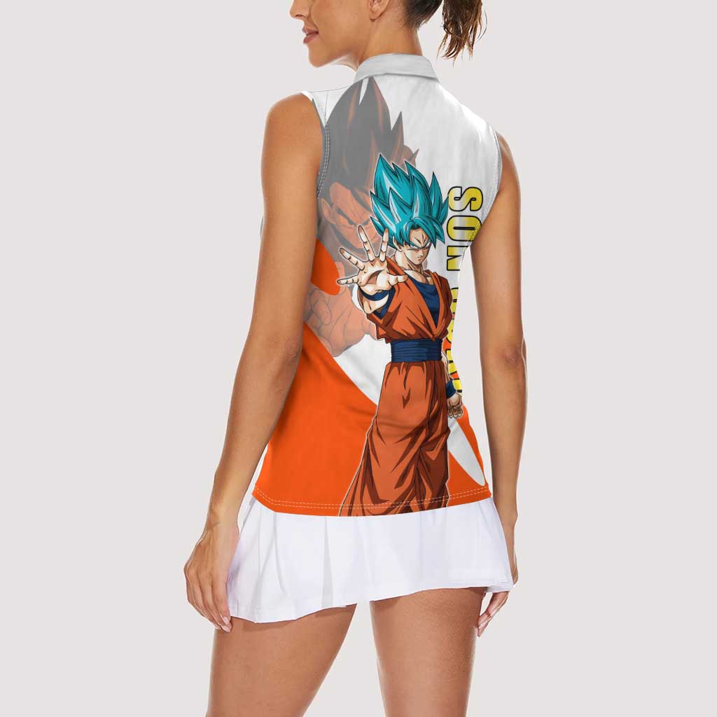 Son Goku Kamehameha Legend Women Sleeveless Polo Shirt Iconic Anime Battle Style