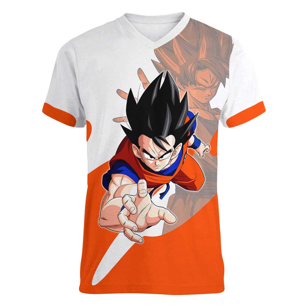 Son Goku Kamehameha Legend Women V-Neck T-Shirt Iconic Anime Battle Style