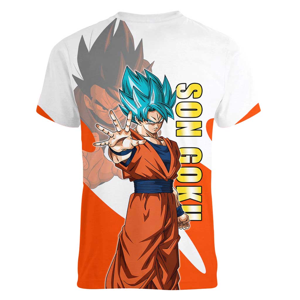 Son Goku Kamehameha Legend Women V-Neck T-Shirt Iconic Anime Battle Style