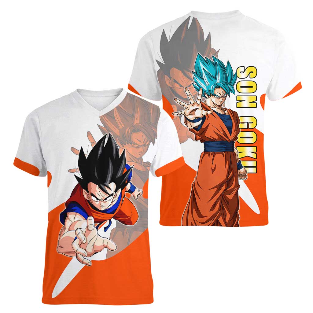 Son Goku Kamehameha Legend Women V-Neck T-Shirt Iconic Anime Battle Style