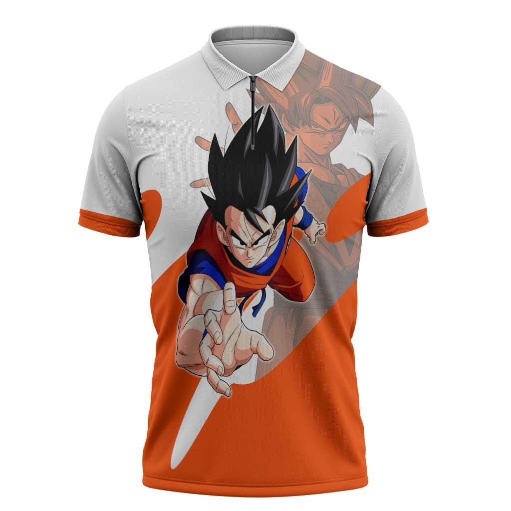 Son Goku Kamehameha Legend Zipper Polo Shirt Iconic Anime Battle Style