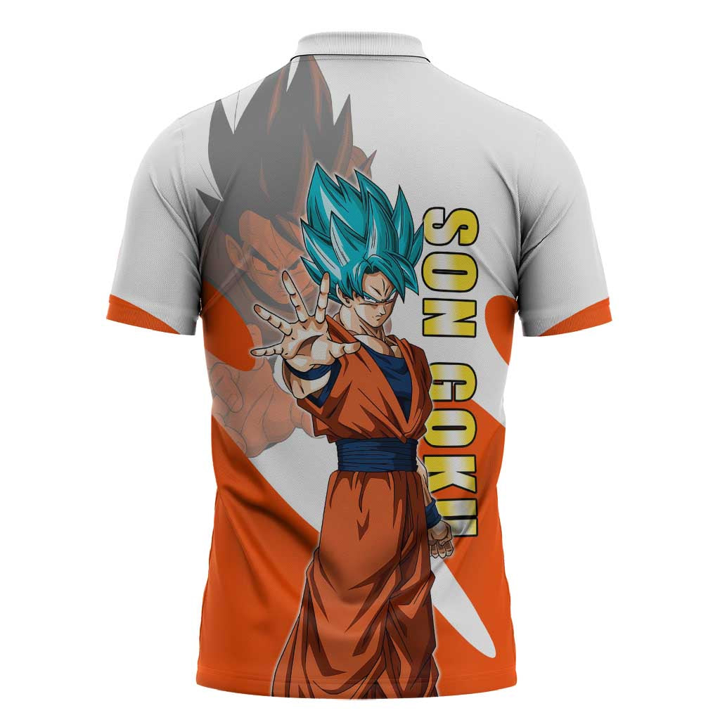 Son Goku Kamehameha Legend Zipper Polo Shirt Iconic Anime Battle Style