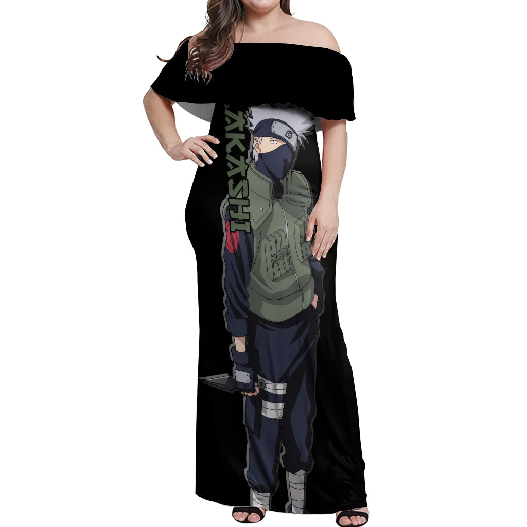 Hatake Kakashi - Sharingan Eyes Off Shoulder Maxi Dress