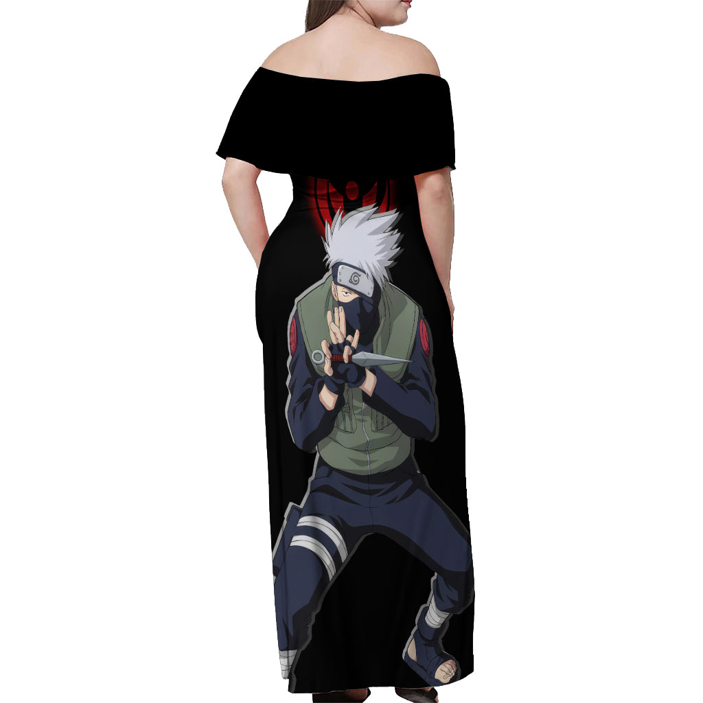 Hatake Kakashi - Sharingan Eyes Off Shoulder Maxi Dress