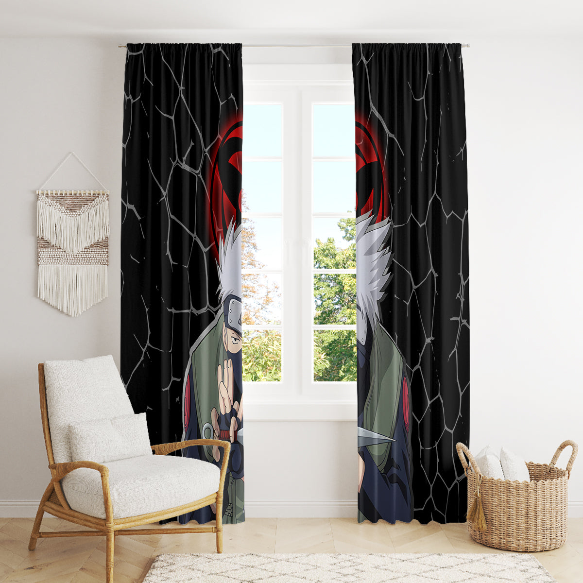 Hatake Kakashi - Sharingan Eyes Window Curtain