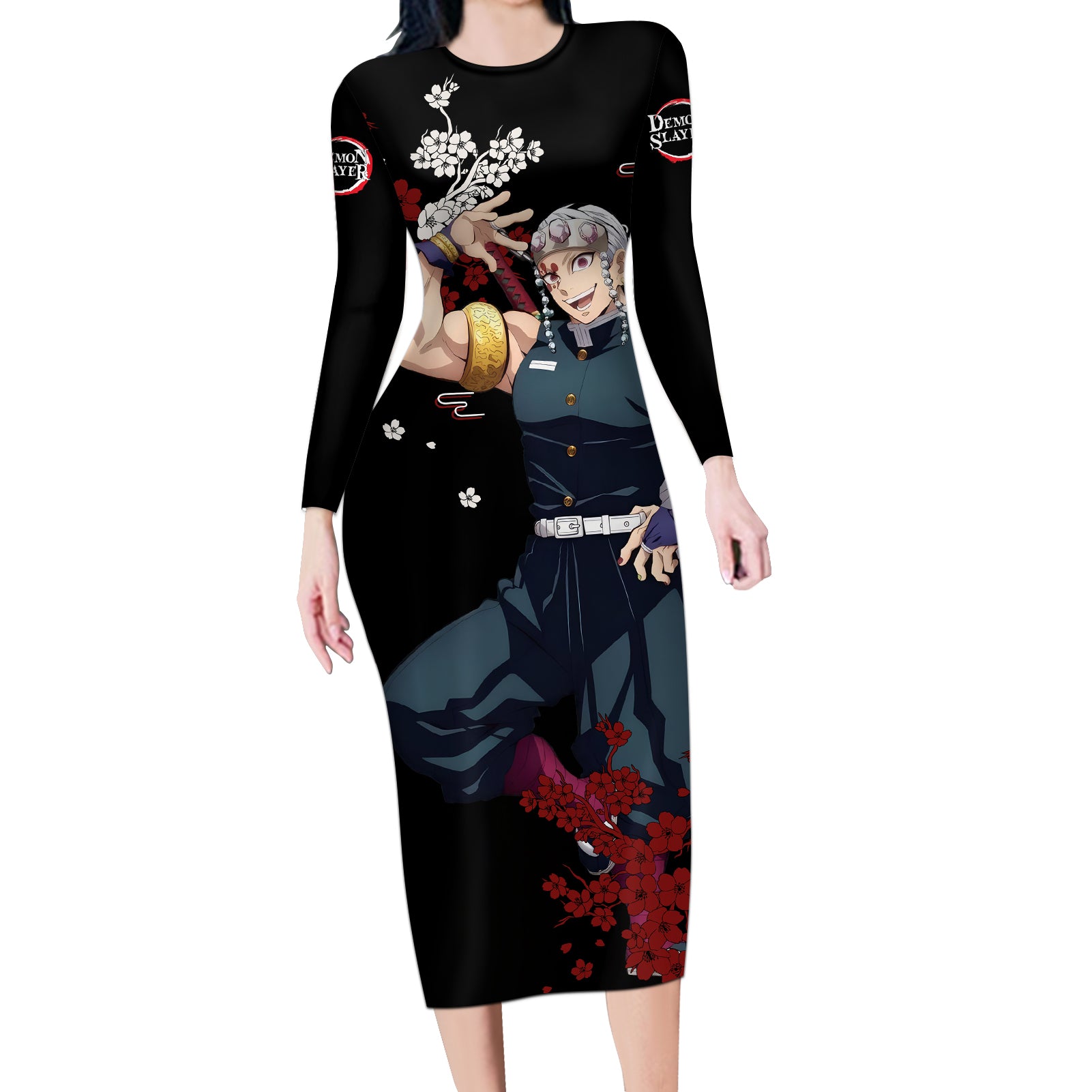 Tengen Uzui Anime Japan Style Long Sleeve Bodycon Dress