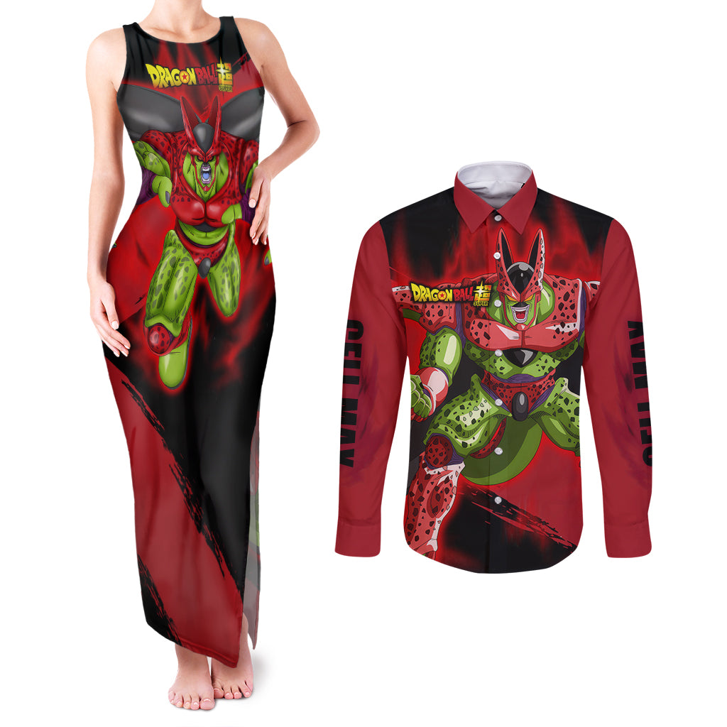 Cell Max Super - Dragon Ball Couples Matching Tank Maxi Dress and Long Sleeve Button Shirt