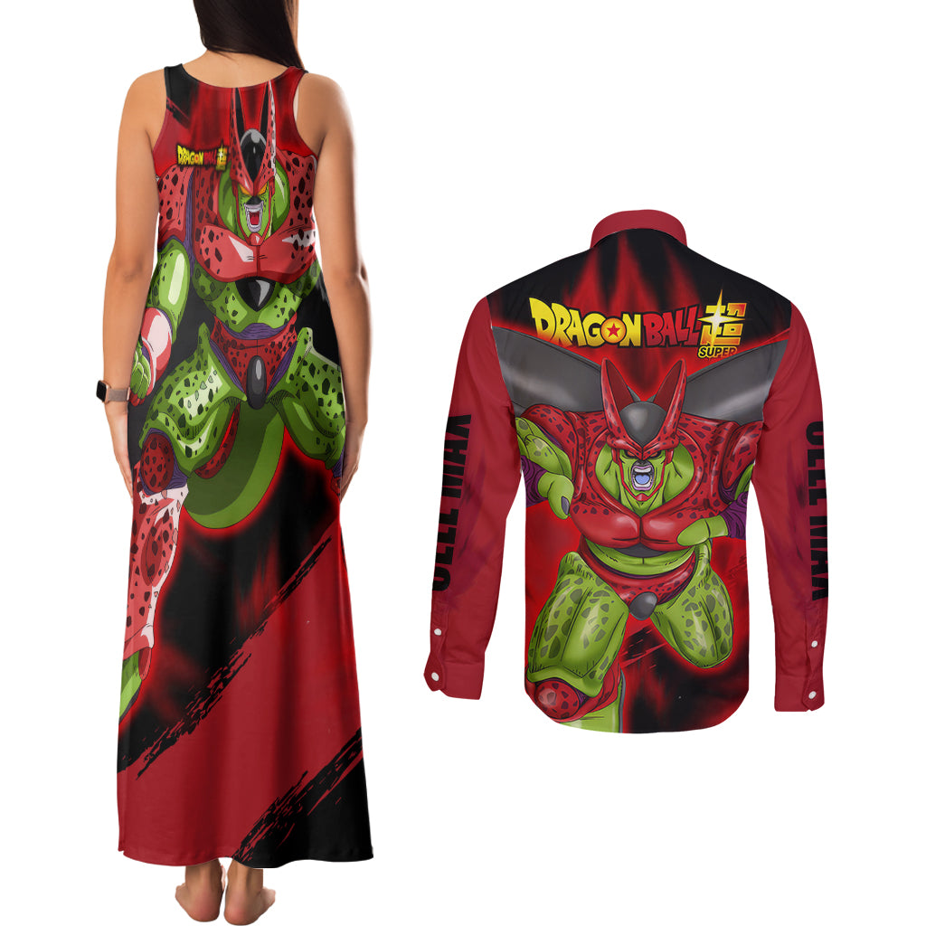 Cell Max Super - Dragon Ball Couples Matching Tank Maxi Dress and Long Sleeve Button Shirt