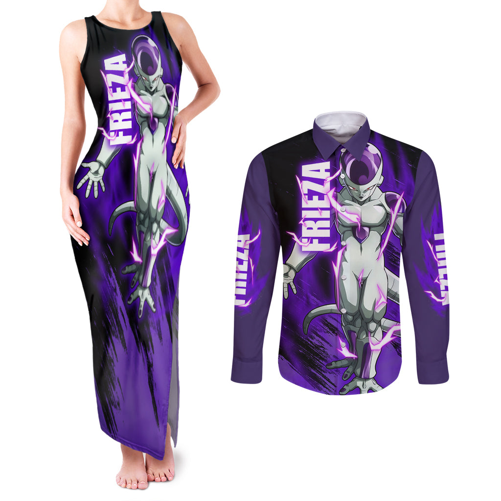 Frieza - Dragon Ball Couples Matching Tank Maxi Dress and Long Sleeve Button Shirt
