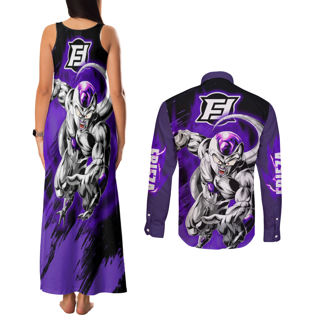 Frieza - Dragon Ball Couples Matching Tank Maxi Dress and Long Sleeve Button Shirt