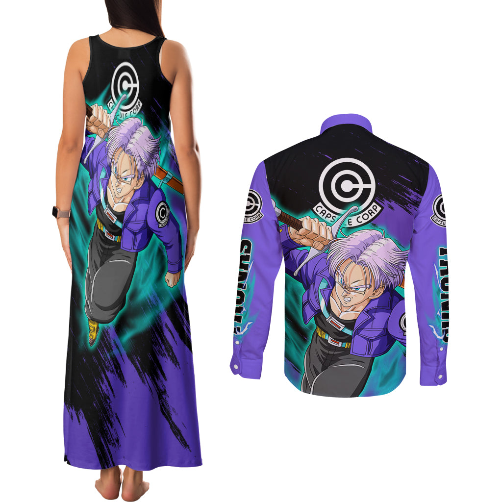 Future Trunks - Dragon Ball Couples Matching Tank Maxi Dress and Long Sleeve Button Shirt