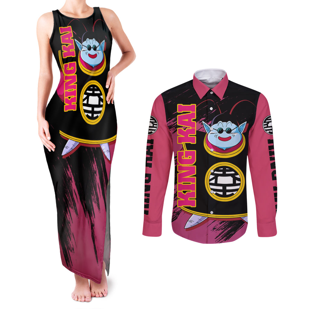King Kai - Dragon Ball Couples Matching Tank Maxi Dress and Long Sleeve Button Shirt