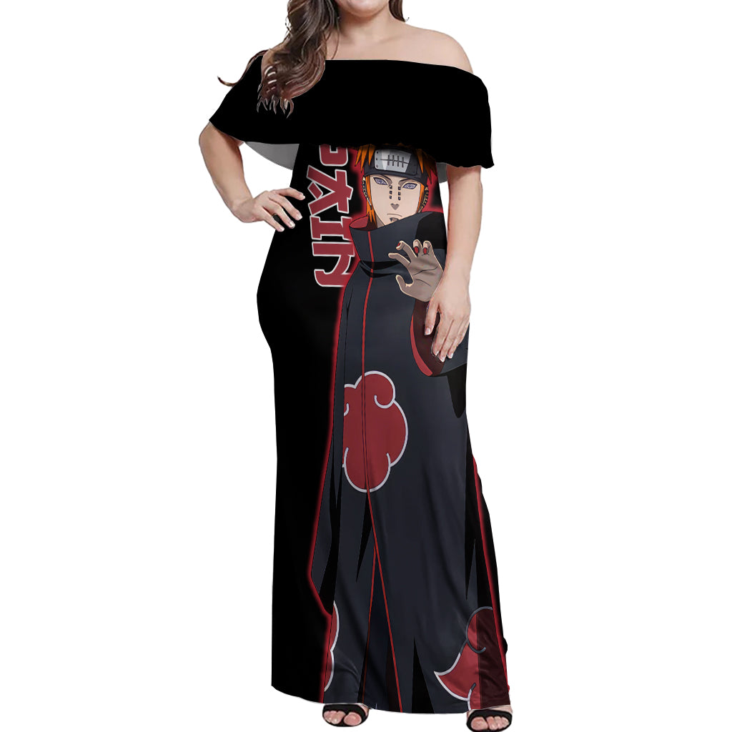 Pain Akatsuki - Naruto Anime Off Shoulder Maxi Dress