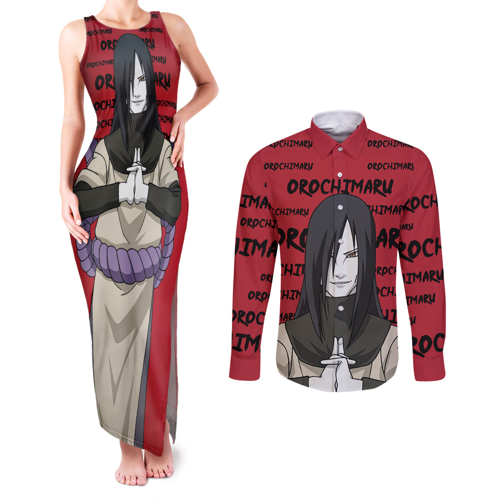 Orochimaru Anime Style Manga Couples Matching Tank Maxi Dress and Long Sleeve Button Shirt