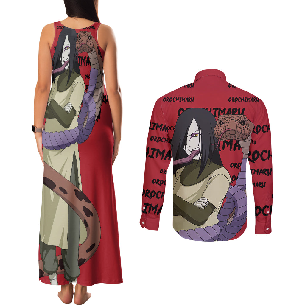 Orochimaru Anime Style Manga Couples Matching Tank Maxi Dress and Long Sleeve Button Shirt