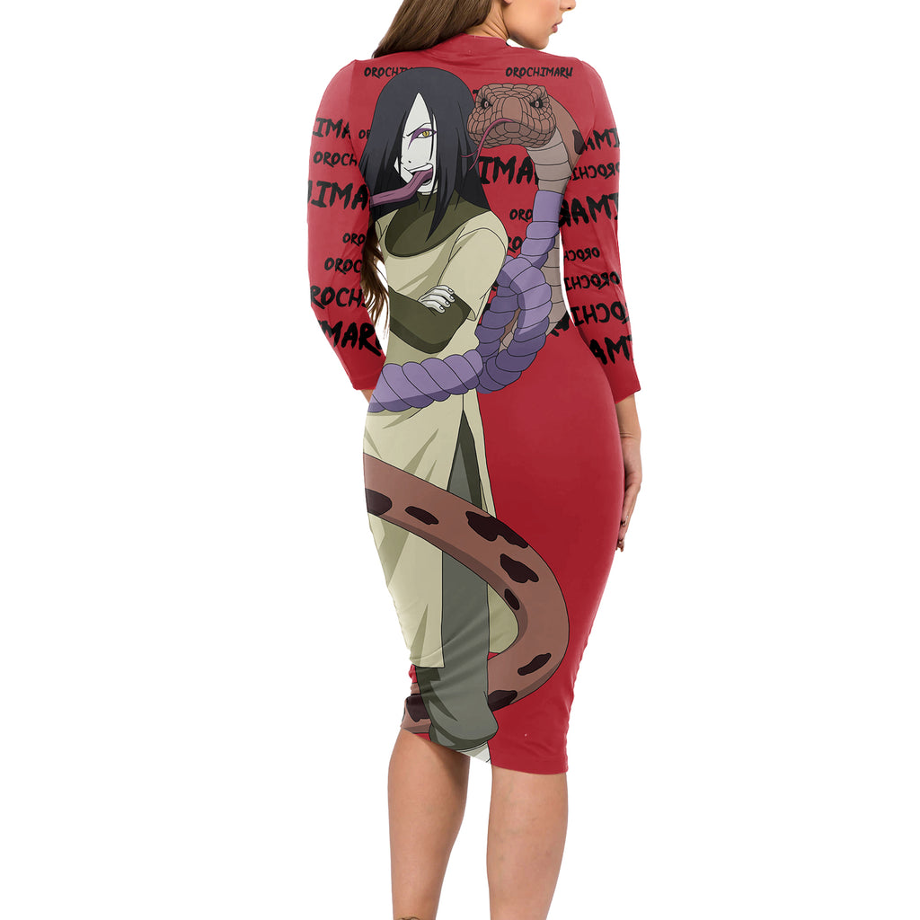 Orochimaru Anime Style Manga Long Sleeve Bodycon Dress