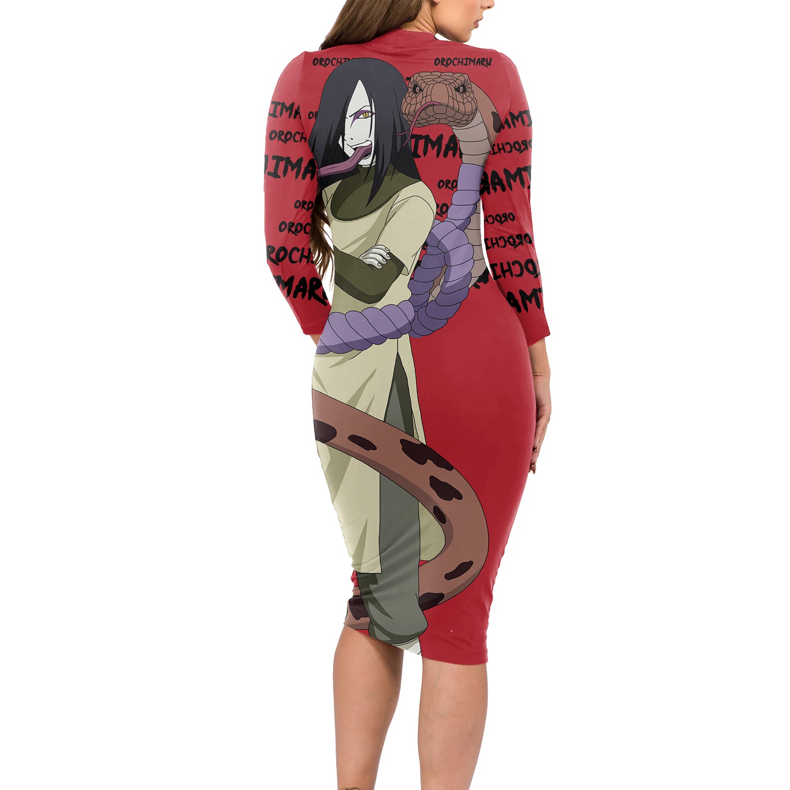 Orochimaru Anime Style Manga Long Sleeve Bodycon Dress
