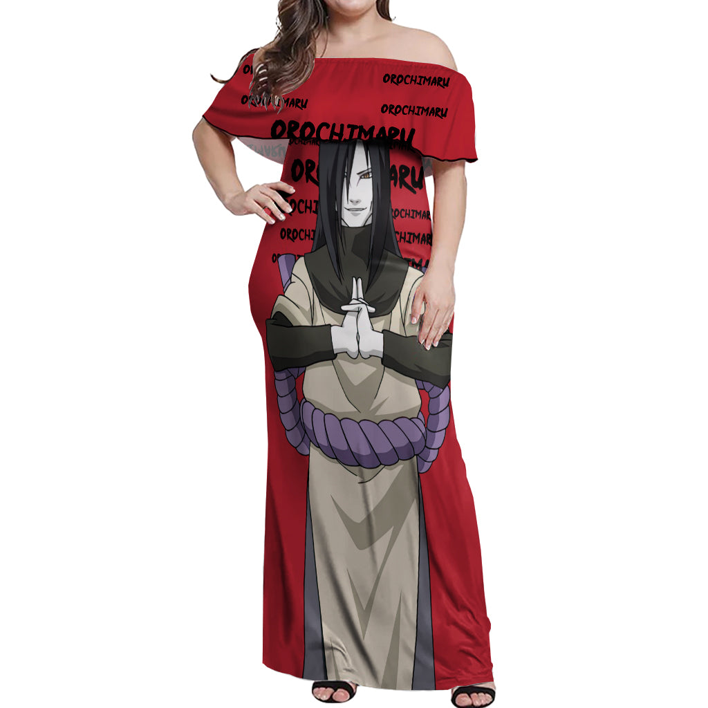 Orochimaru Anime Style Manga Off Shoulder Maxi Dress