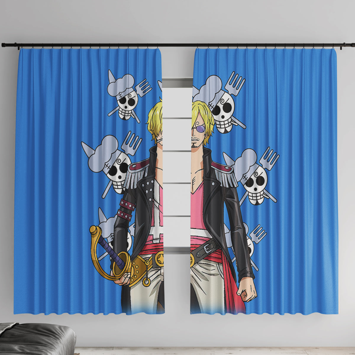 Vinsmoke Sanji Anime Movie Red Window Curtain