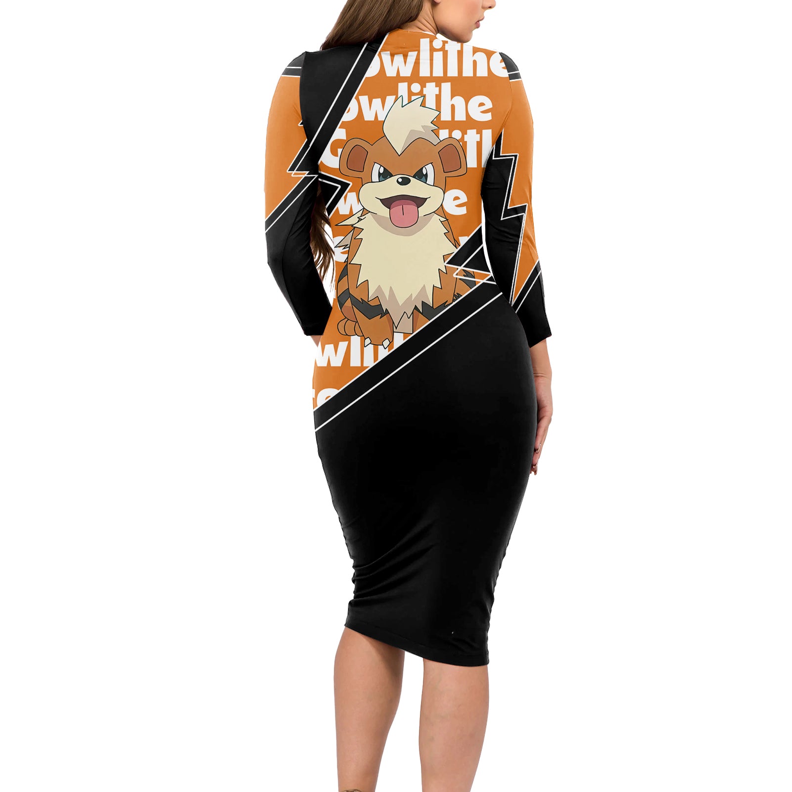 Growlithe Anime Lighting Style Long Sleeve Bodycon Dress