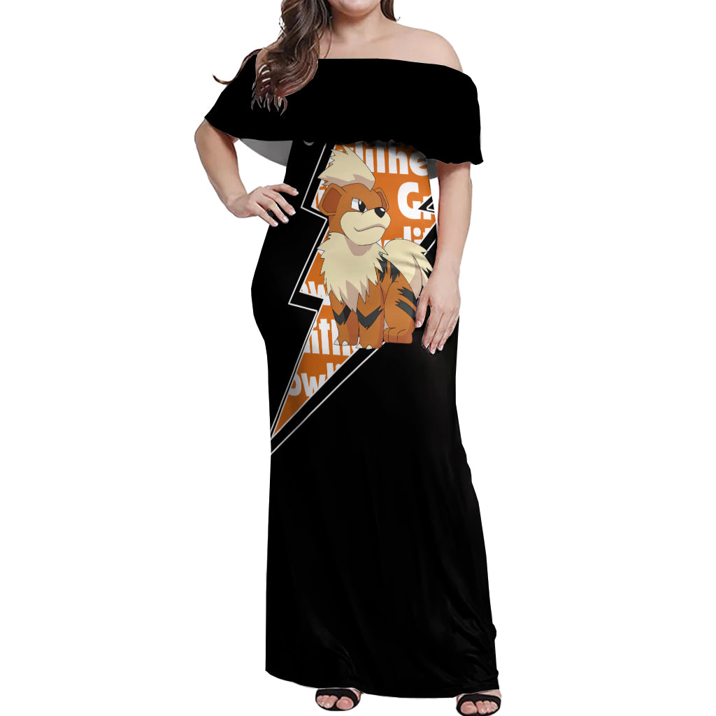 Growlithe Anime Lighting Style Off Shoulder Maxi Dress
