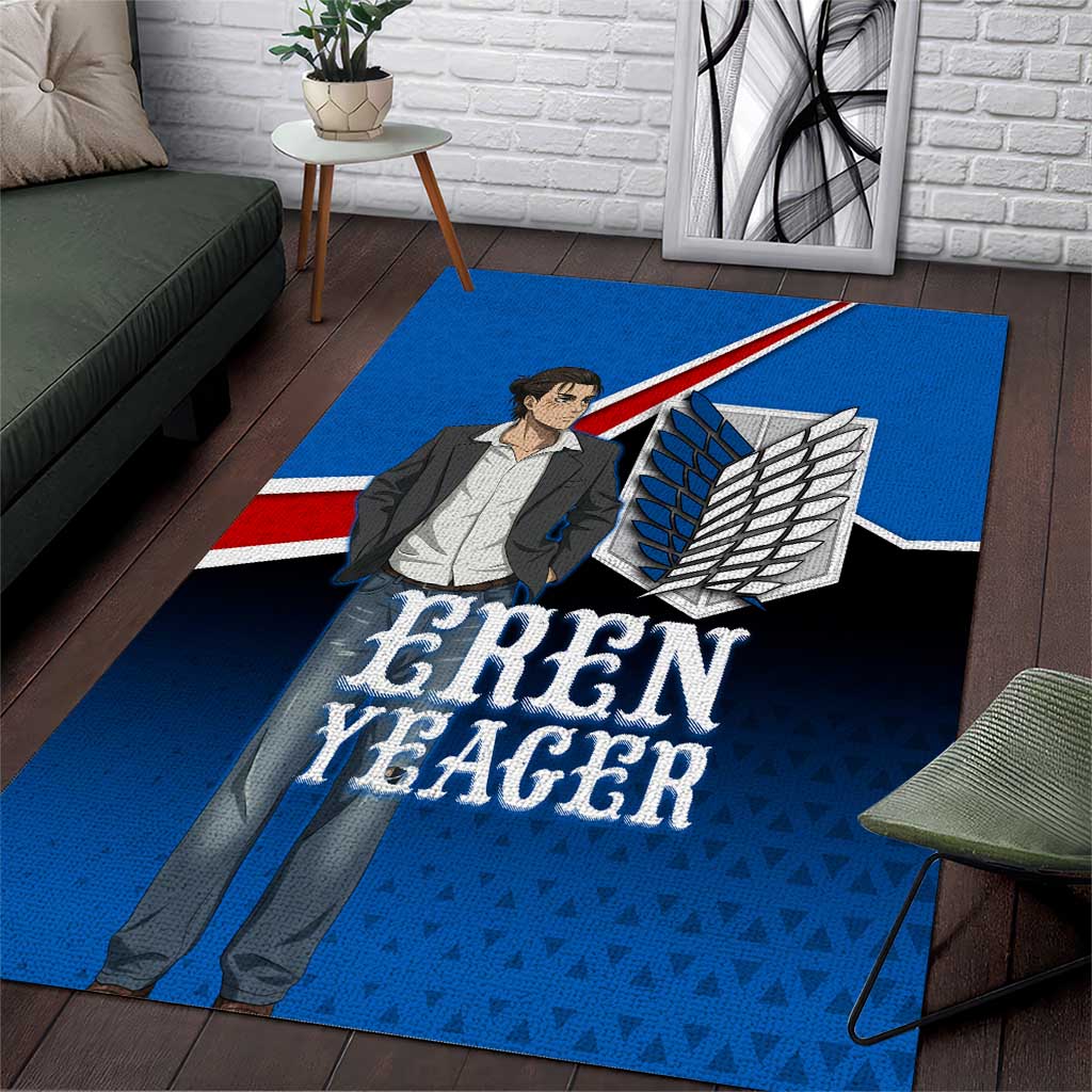 Eren Yeager Attack on Titan Area Rug Anime Modern Rebel Aesthetic
