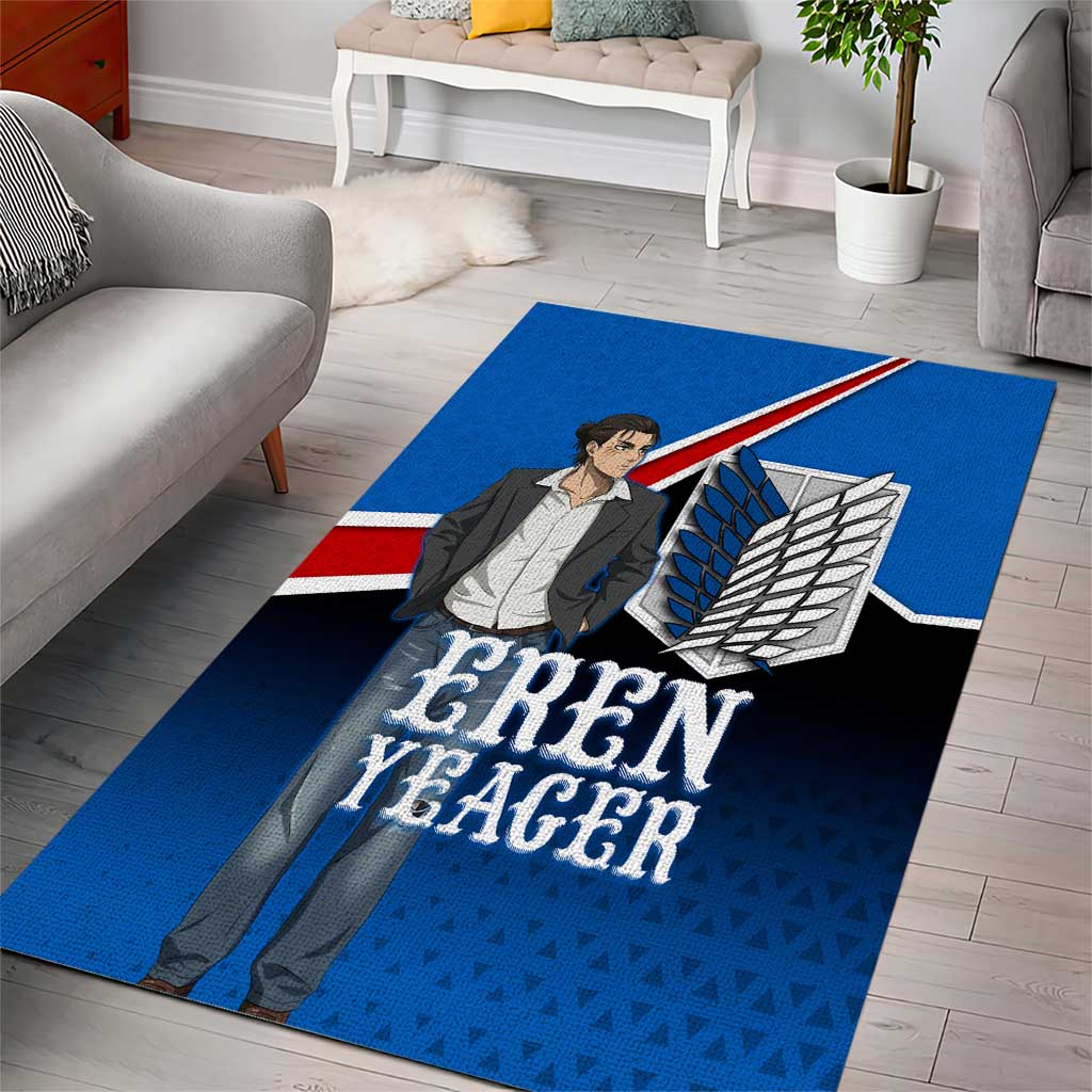 Eren Yeager Attack on Titan Area Rug Anime Modern Rebel Aesthetic