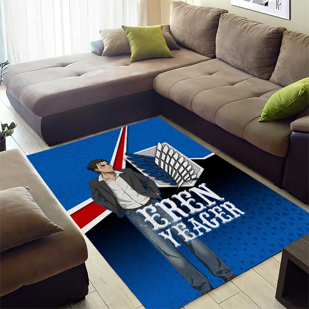 Eren Yeager Attack on Titan Area Rug Anime Modern Rebel Aesthetic