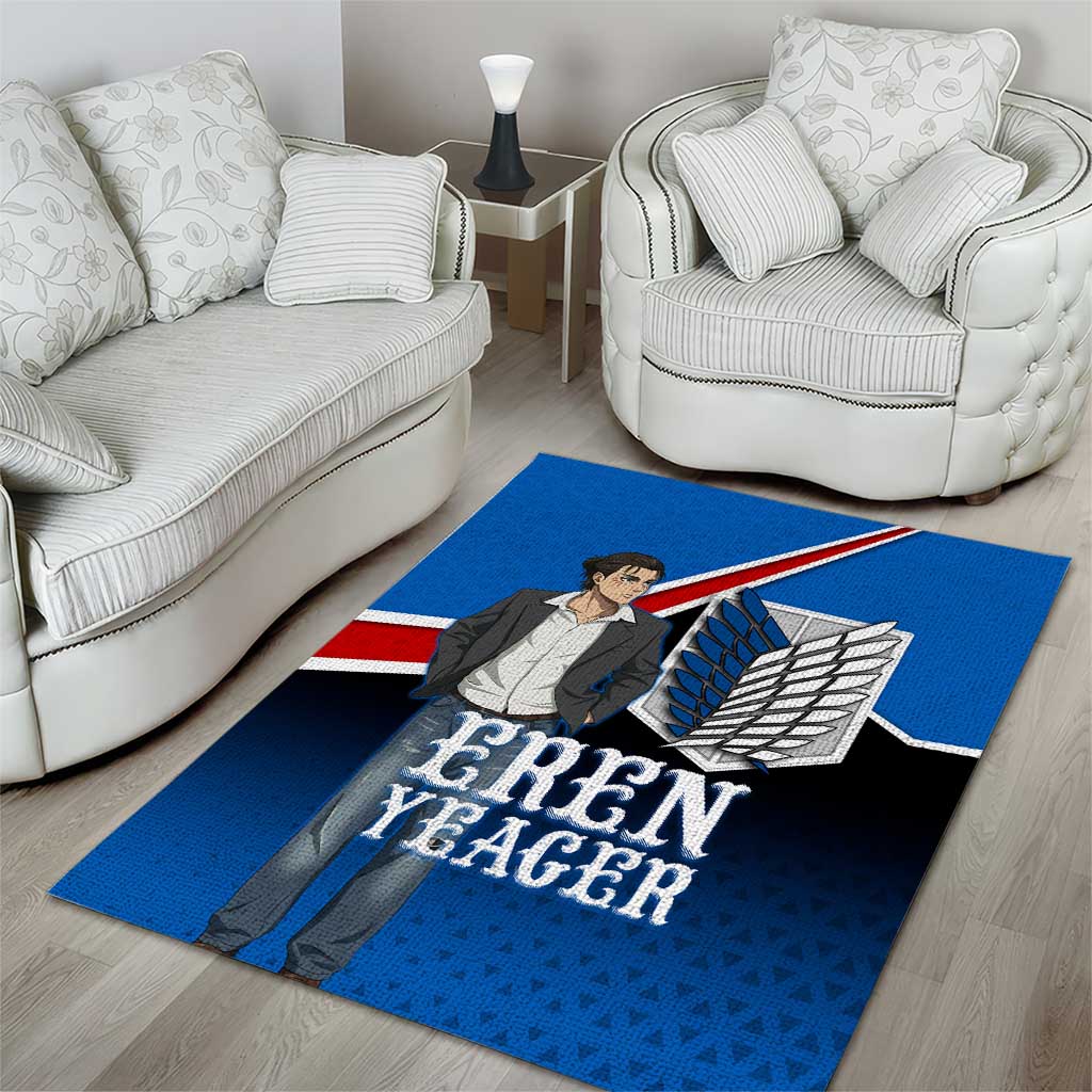 Eren Yeager Attack on Titan Area Rug Anime Modern Rebel Aesthetic