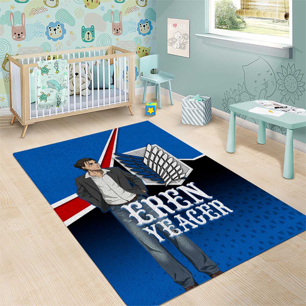 Eren Yeager Attack on Titan Area Rug Anime Modern Rebel Aesthetic
