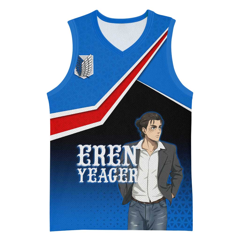 Eren Yeager Attack on Titan Basketball Jersey Anime Modern Rebel Aesthetic