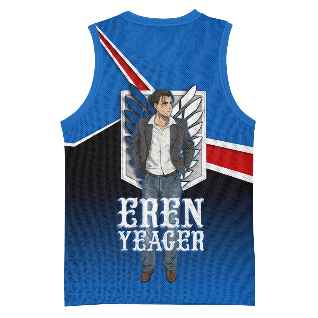 Eren Yeager Attack on Titan Basketball Jersey Anime Modern Rebel Aesthetic