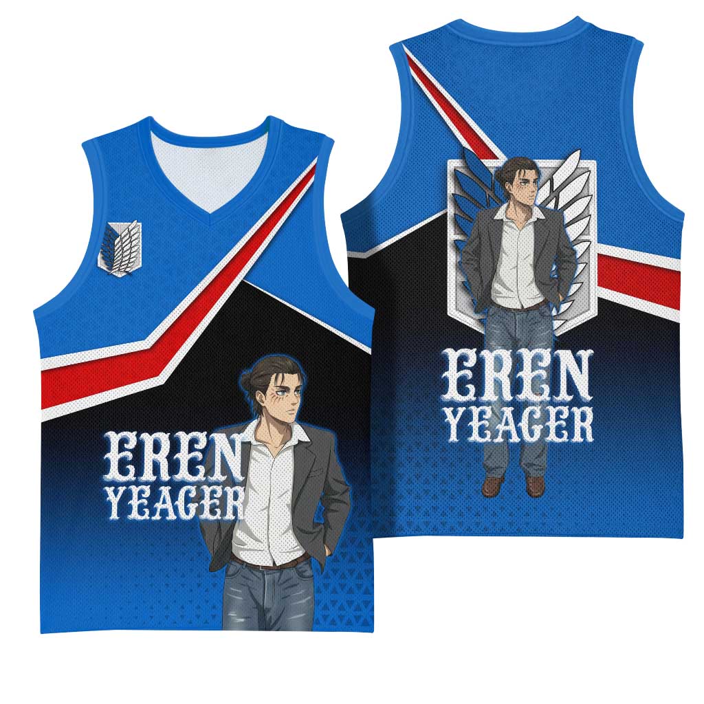 Eren Yeager Attack on Titan Basketball Jersey Anime Modern Rebel Aesthetic