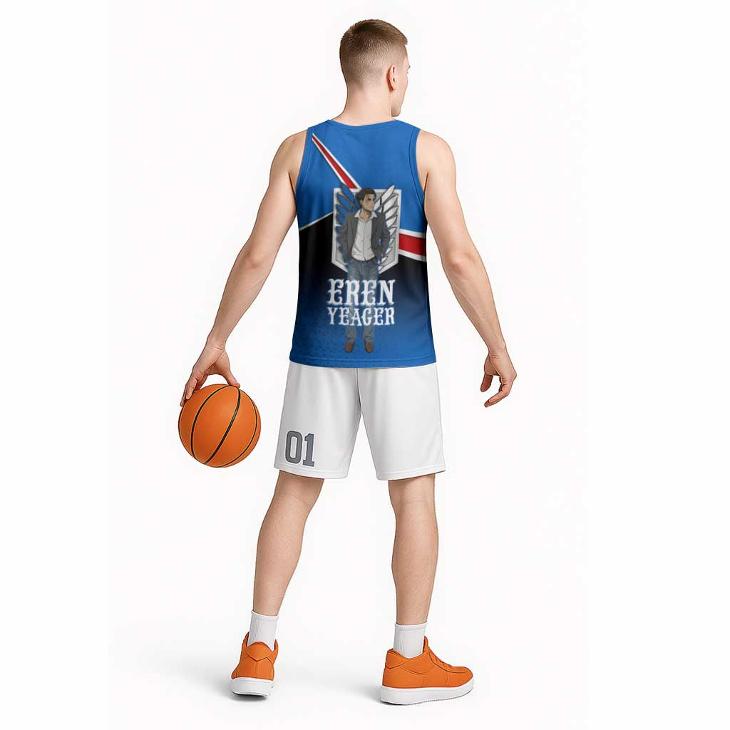Eren Yeager Attack on Titan Basketball Jersey Anime Modern Rebel Aesthetic