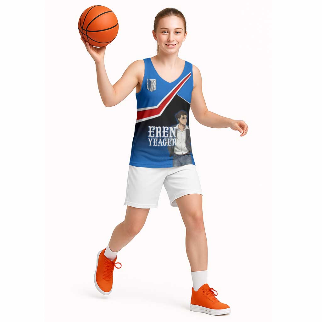 Eren Yeager Attack on Titan Basketball Jersey Anime Modern Rebel Aesthetic