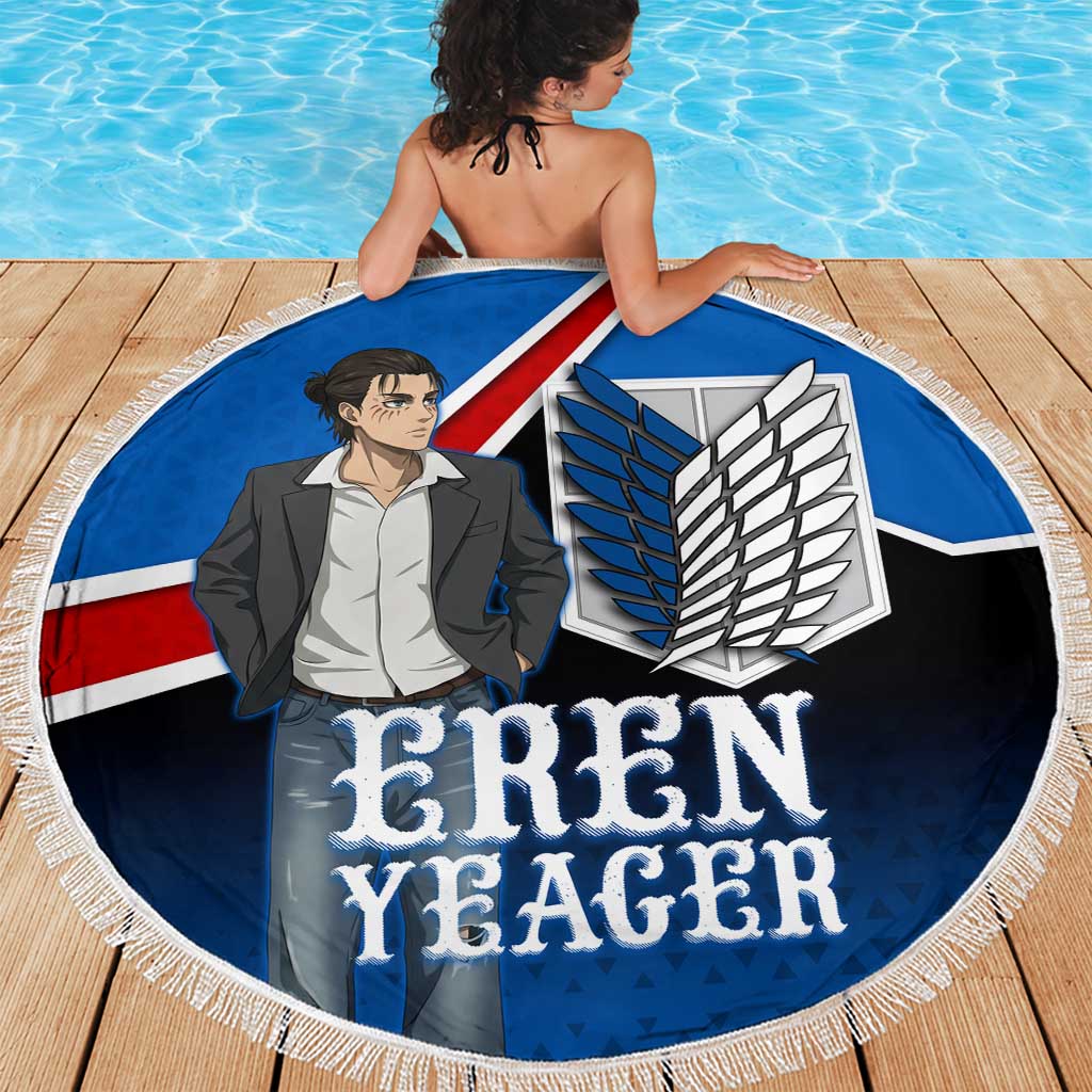 Eren Yeager Attack on Titan Beach Blanket Anime Modern Rebel Aesthetic