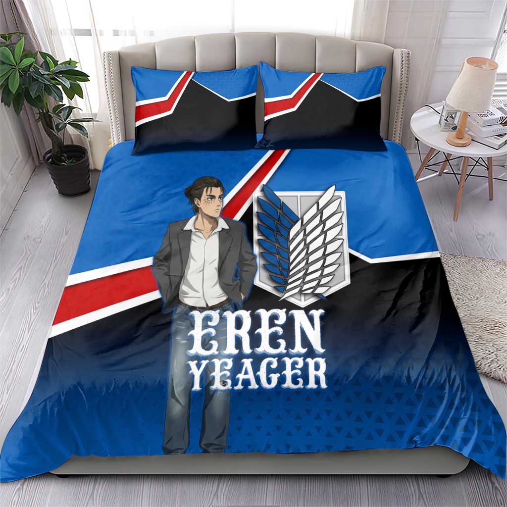Eren Yeager Attack on Titan Bedding Set Anime Modern Rebel Aesthetic