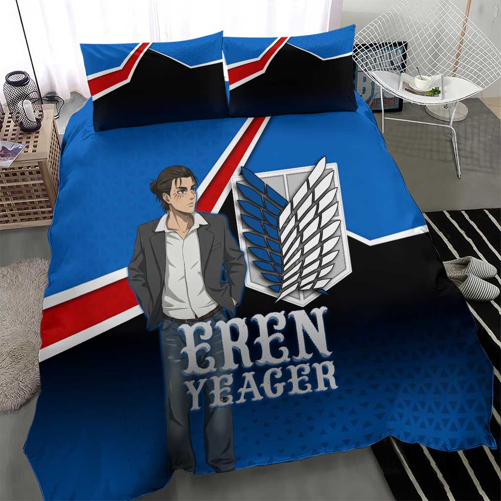 Eren Yeager Attack on Titan Bedding Set Anime Modern Rebel Aesthetic