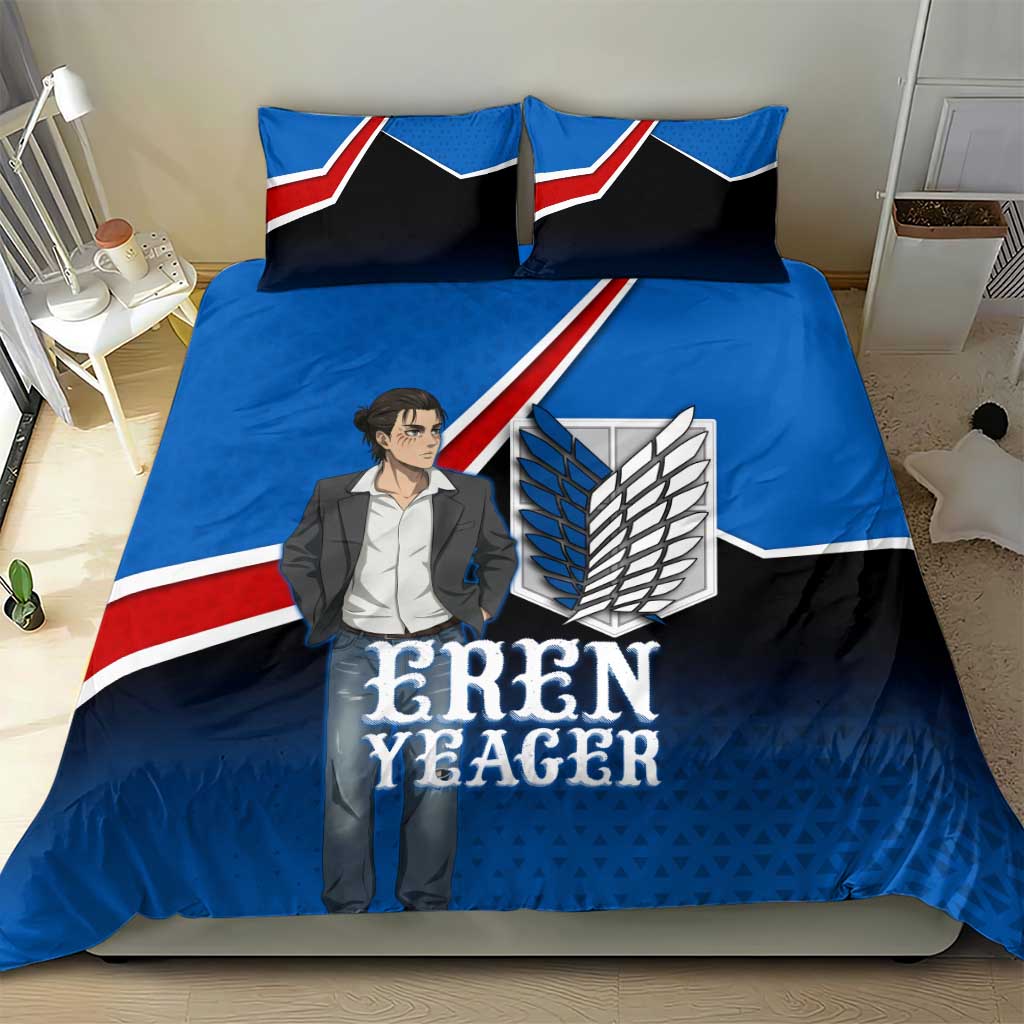 Eren Yeager Attack on Titan Bedding Set Anime Modern Rebel Aesthetic