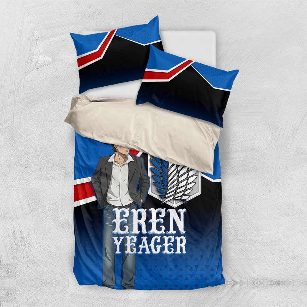 Eren Yeager Attack on Titan Bedding Set Anime Modern Rebel Aesthetic