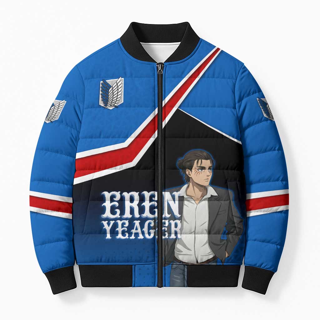 Eren Yeager Attack on Titan Bomber Puffer Jacket Anime Modern Rebel Aesthetic