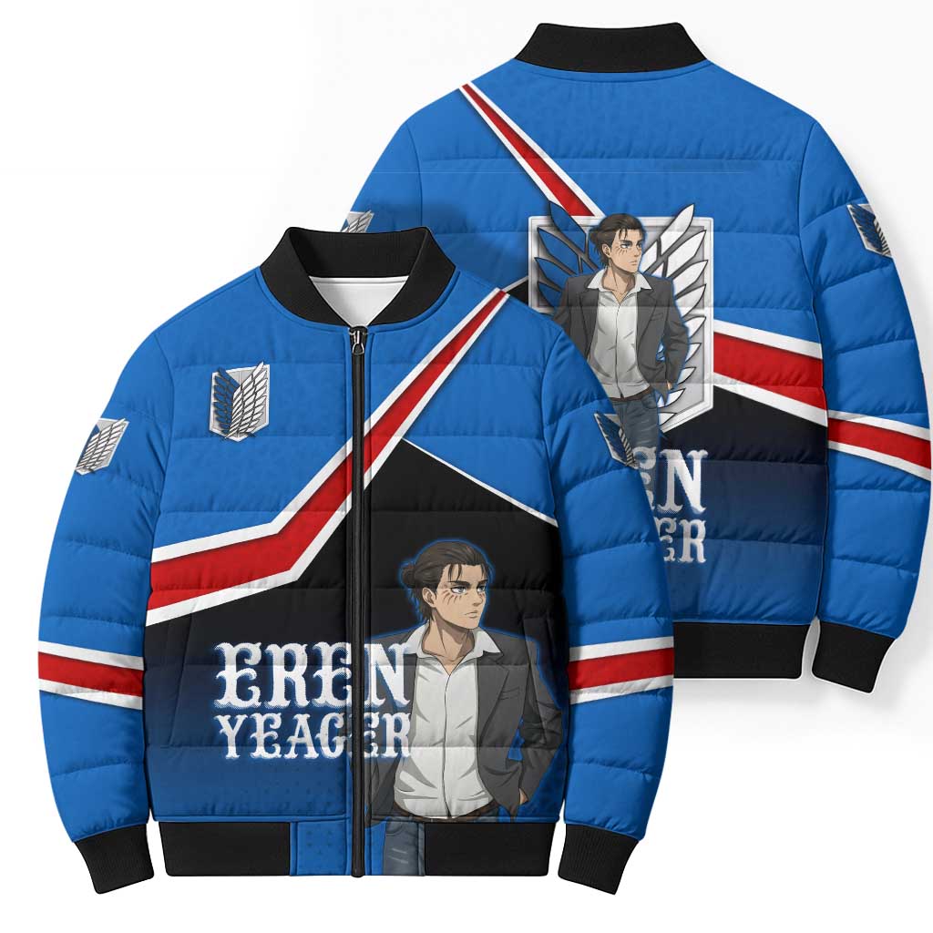 Eren Yeager Attack on Titan Bomber Puffer Jacket Anime Modern Rebel Aesthetic