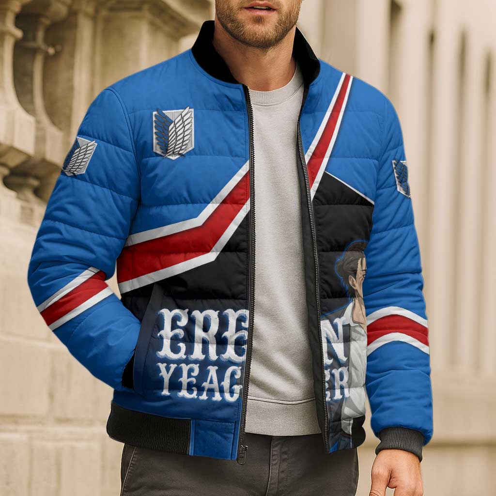 Eren Yeager Attack on Titan Bomber Puffer Jacket Anime Modern Rebel Aesthetic