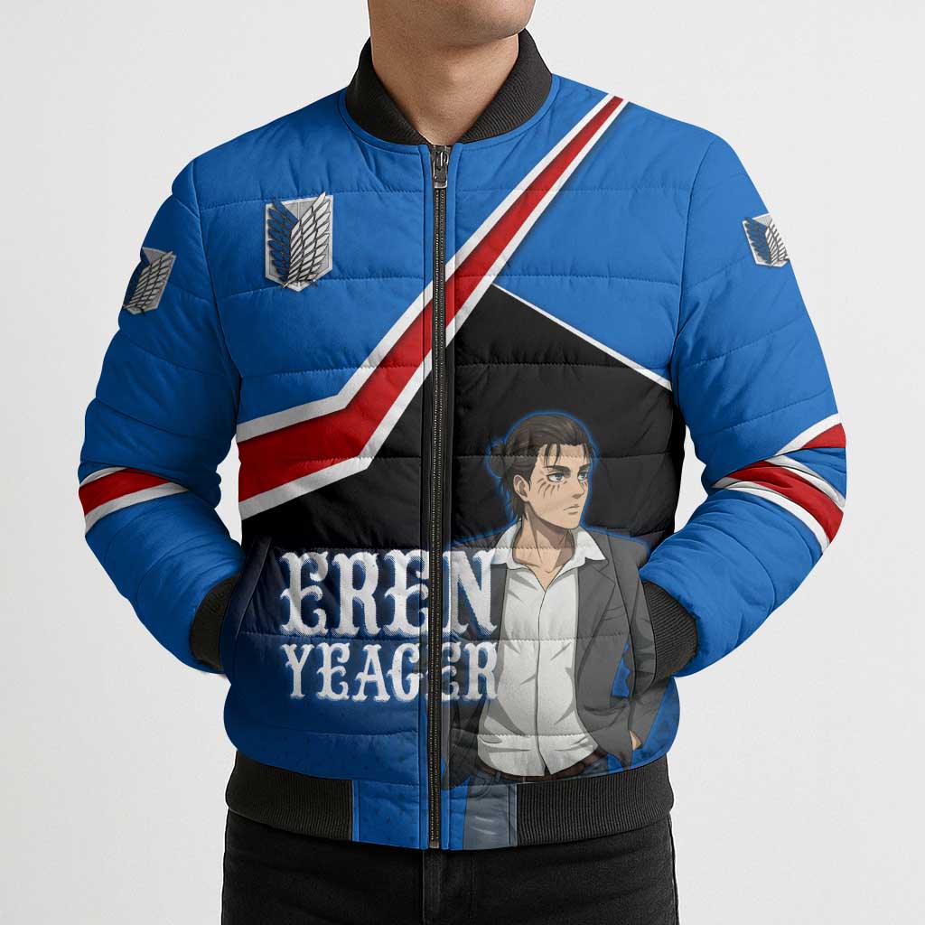 Eren Yeager Attack on Titan Bomber Puffer Jacket Anime Modern Rebel Aesthetic