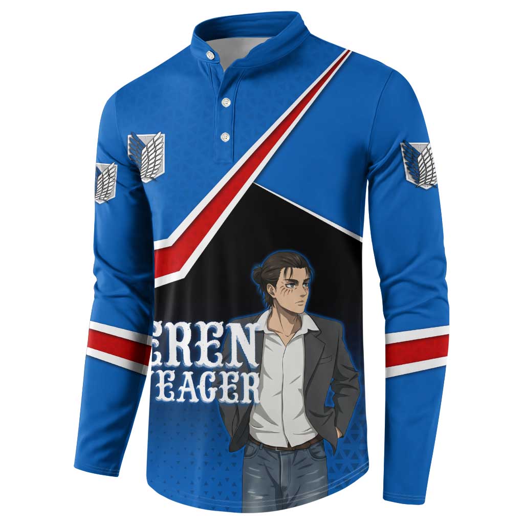 Eren Yeager Attack on Titan Button Sweatshirt Anime Modern Rebel Aesthetic