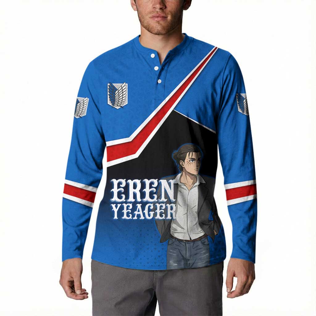 Eren Yeager Attack on Titan Button Sweatshirt Anime Modern Rebel Aesthetic