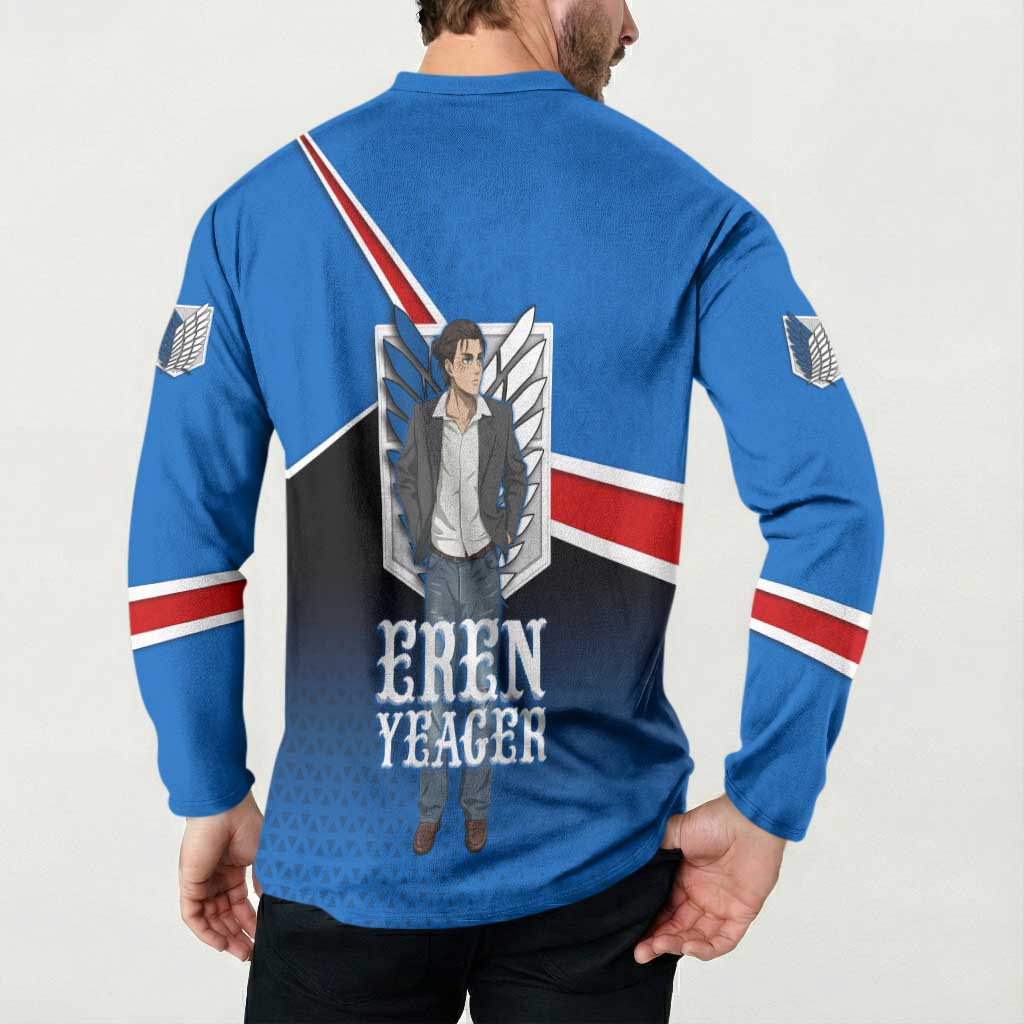 Eren Yeager Attack on Titan Button Sweatshirt Anime Modern Rebel Aesthetic