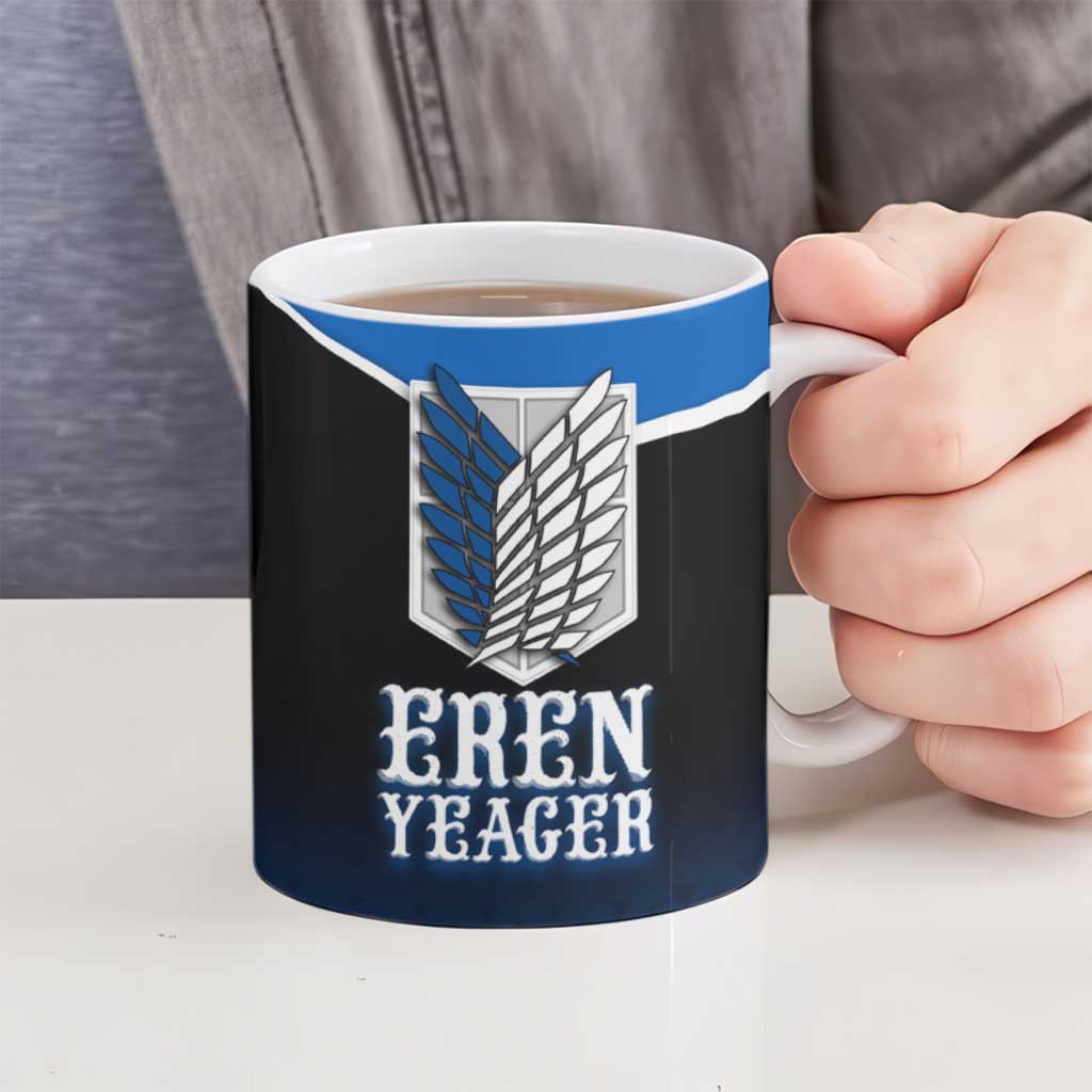 Eren Yeager Attack on Titan Ceramic Mug Anime Modern Rebel Aesthetic