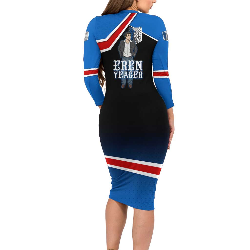 Eren Yeager Attack on Titan Family Matching Long Sleeve Bodycon Dress and Hawaiian Shirt Anime Modern Rebel Aesthetic