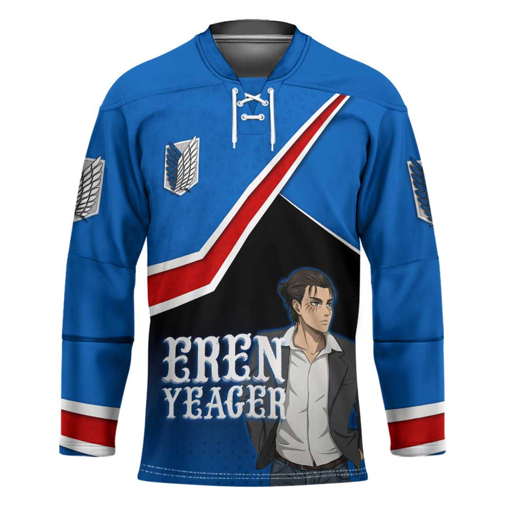 Eren Yeager Attack on Titan Hockey Jersey Anime Modern Rebel Aesthetic